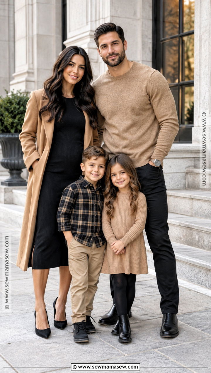 Black and Tan Fall Family Picture Outfits - 20 family of 4 fall picture outfits