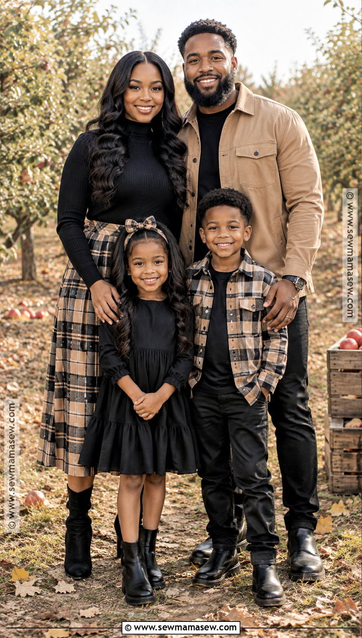 Black and Tan Plaid Fall Family Picture Outfit - 20 fall family pictures outfits black