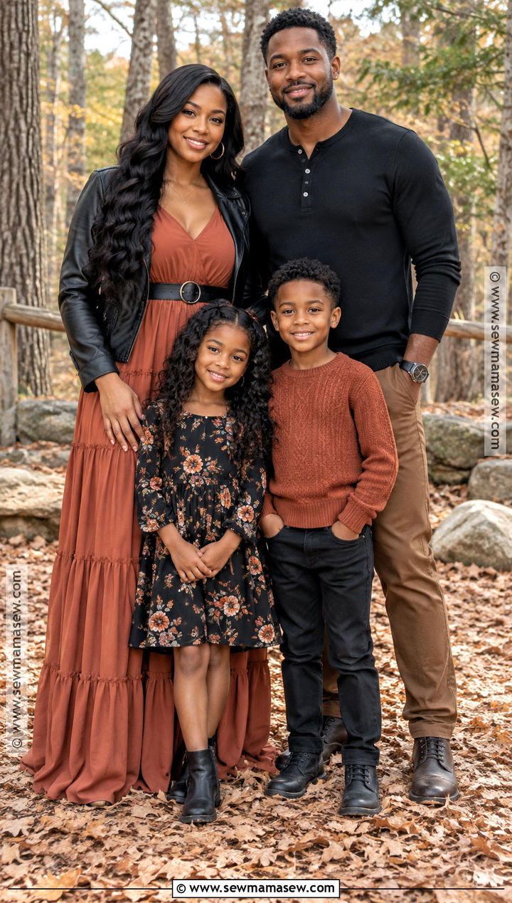 Black and Terracotta Fall Family Picture Outfit - 20 fall family pictures outfits black