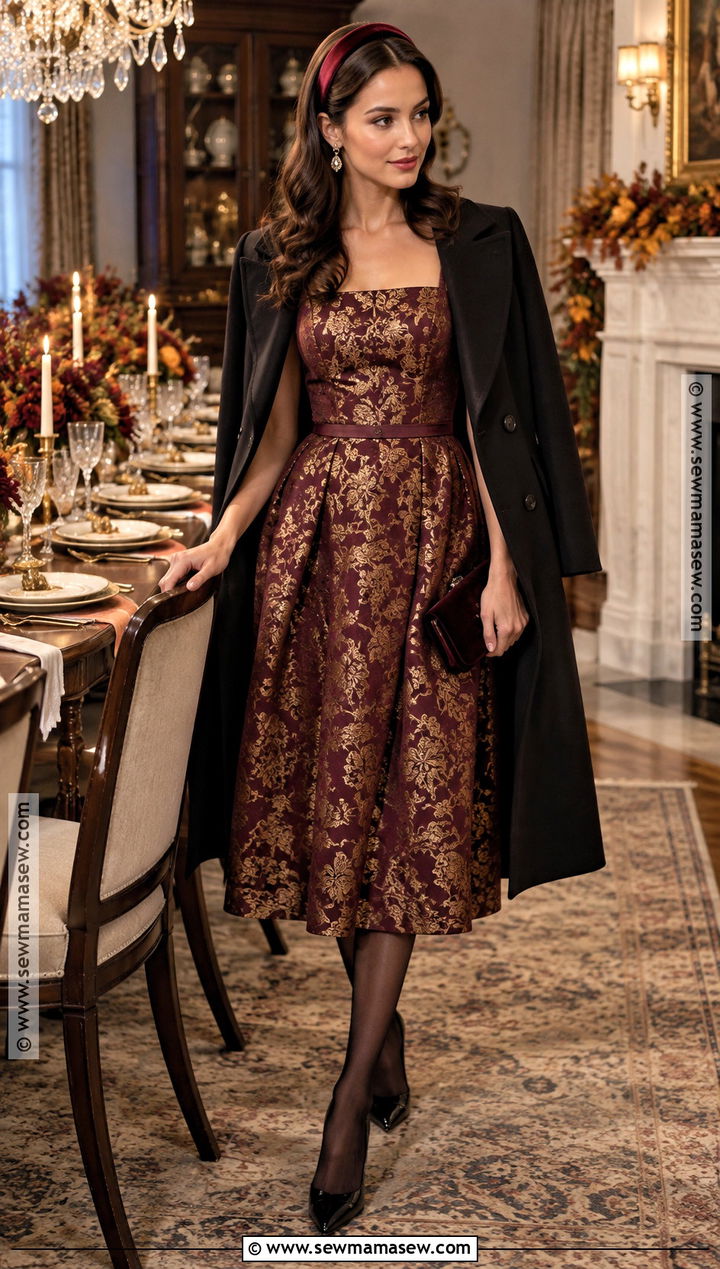 Blair Thanksgiving Brocade Midi Dress - 15 blair thanksgiving dress ideas