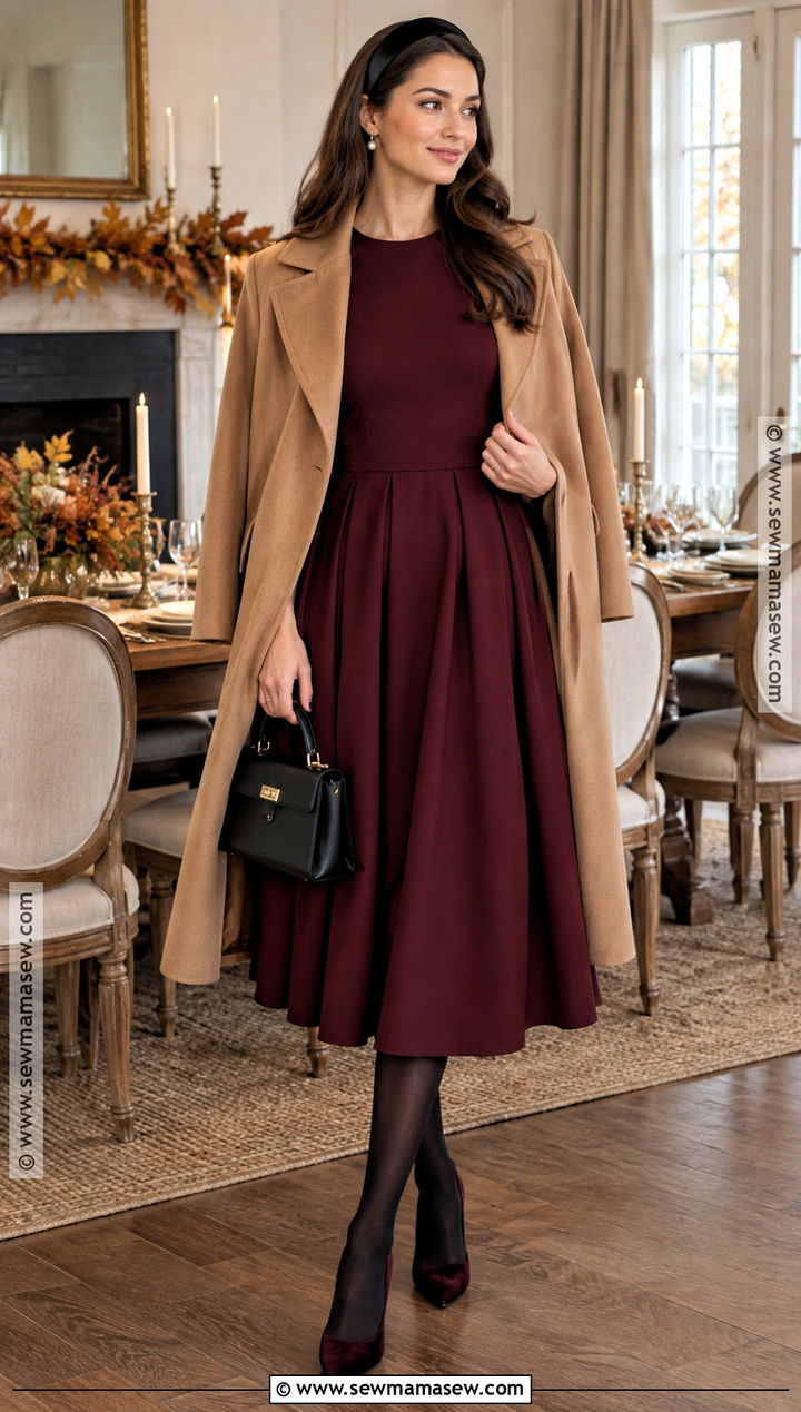 Blair Thanksgiving Burgundy Midi Dress - 15 blair thanksgiving dress ideas
