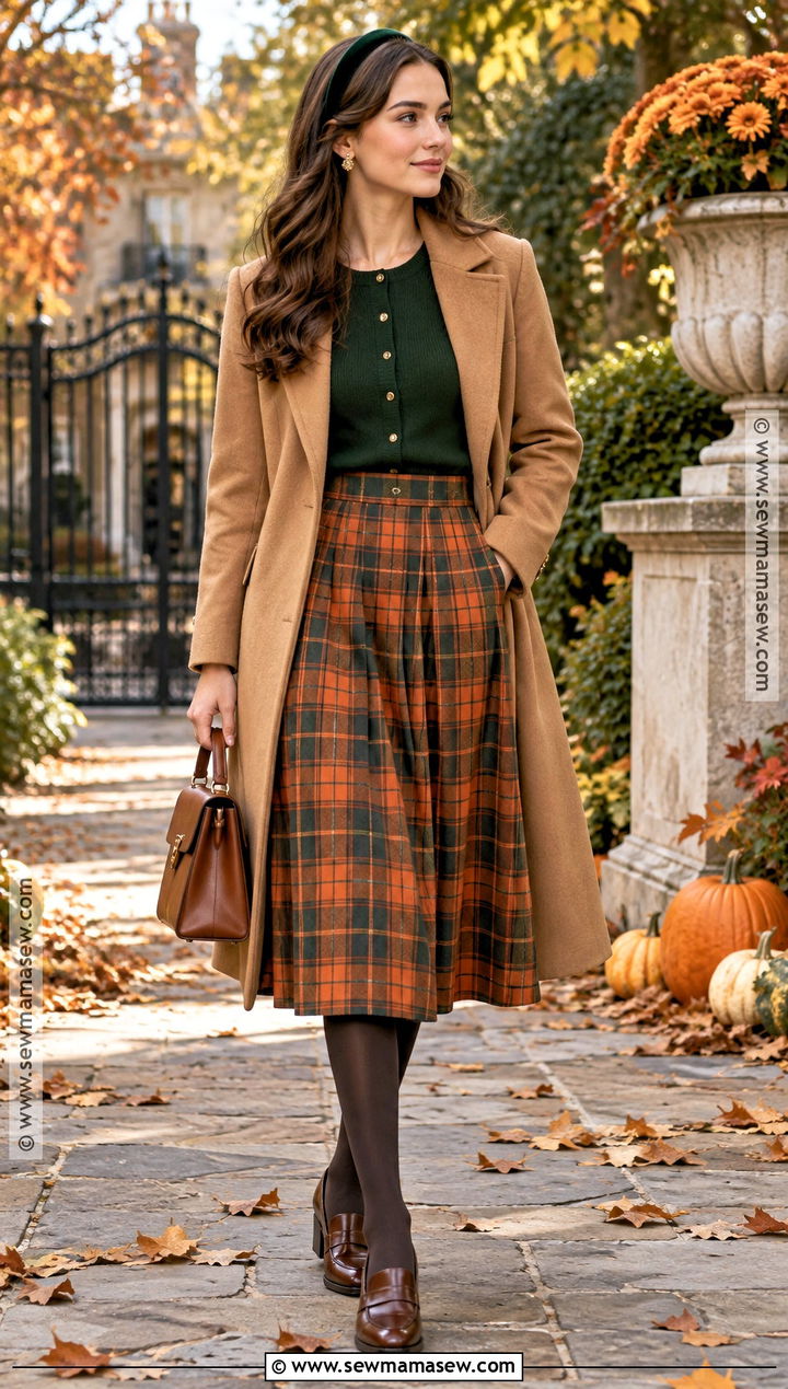 Blair Waldorf Orange Plaid Skirt Outfit - 20 Blair Waldorf Thanksgiving Outfit Ideas