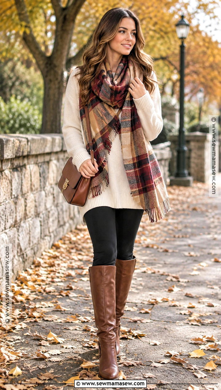 Blanket Scarf And Leggings Fall Outfit - 30 fall outfits 2026 trends