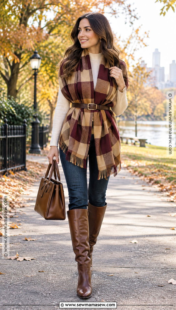 Blanket Scarf And Sweater Autumn Outfit - 25 Autumn Outfits 2026 Women Trends