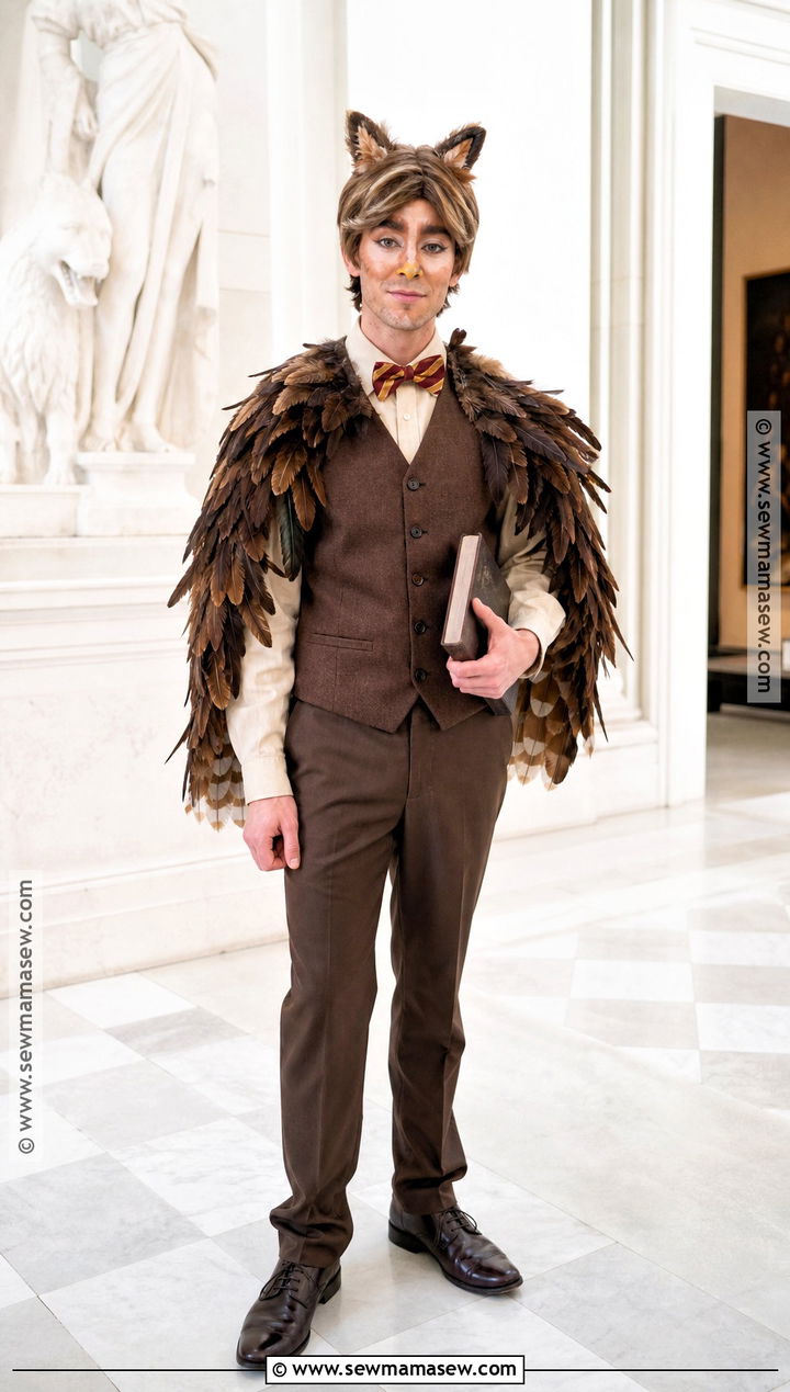 Blathers Cosplay With Brown Cape - 30 animal crossing cosplay ideas