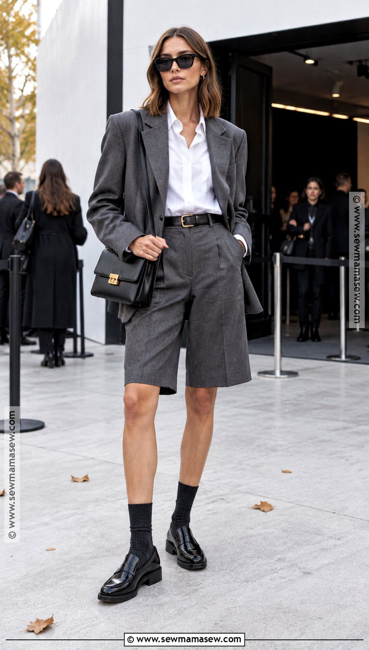 Blazer And Bermuda Shorts With Loafers - 15 Fashion Week Fall 2026 Street Style Ideas