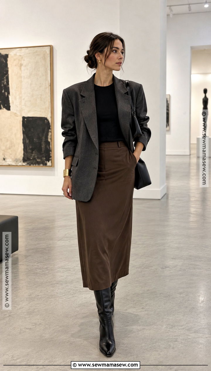 Blazer And Column Skirt Fall Outfit - 15 hot fall outfits