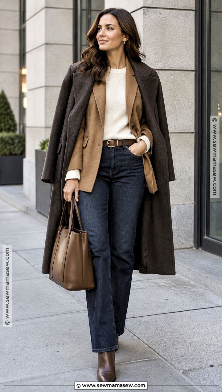 Blazer And Dark Denim Cold Fall Outfit - 15 cold fall outfits 2026