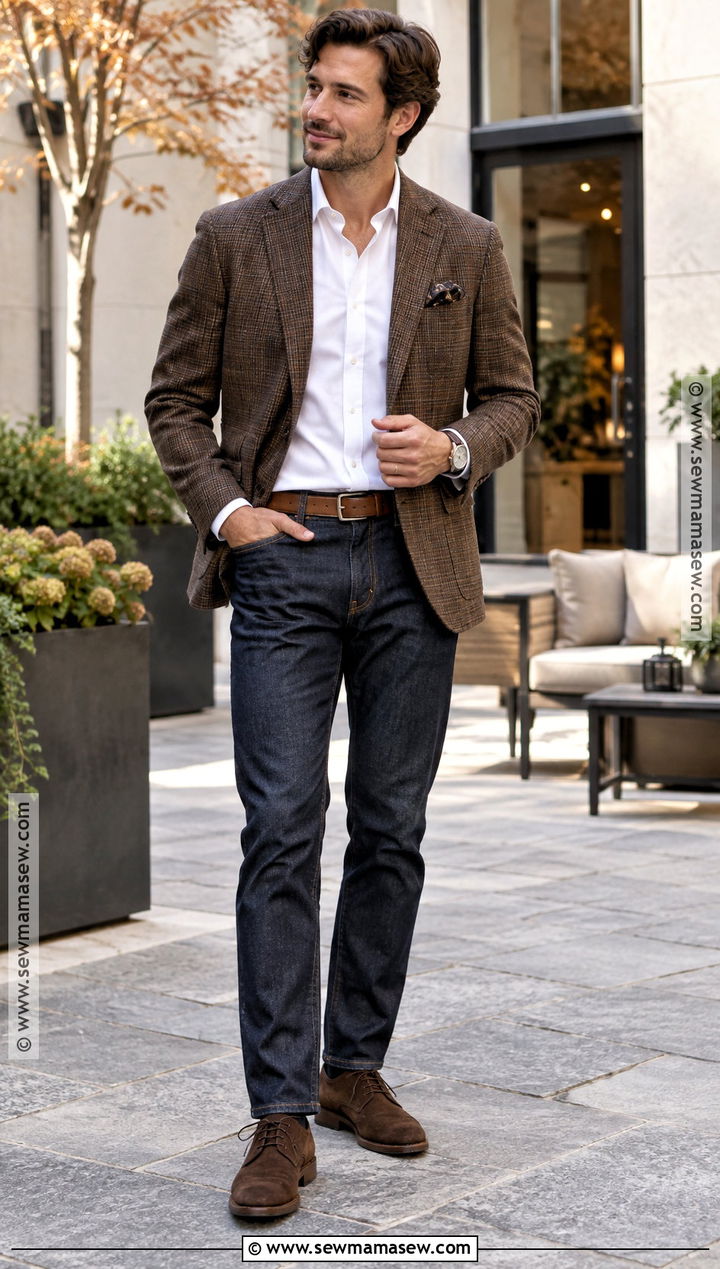 Blazer And Dark Jeans Fall Outfit - 25 Fall Mens Outfits