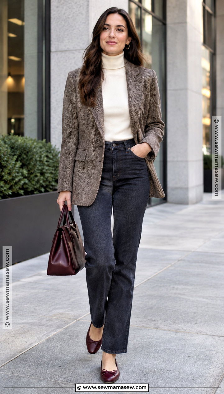 Blazer And Dark Jeans Fall Outfit - 15 cozy fall outfits aesthetic 2026