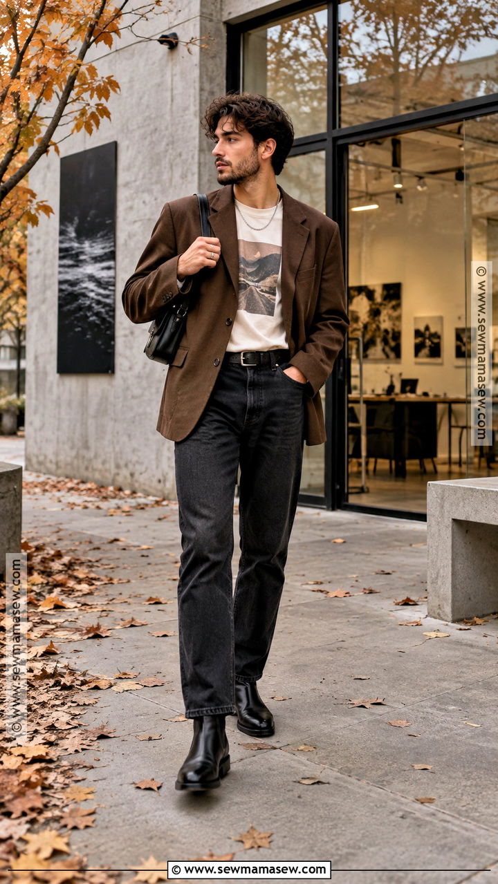 Blazer And Graphic T Shirt Fall Outfit - 20 mens fall street style ideas