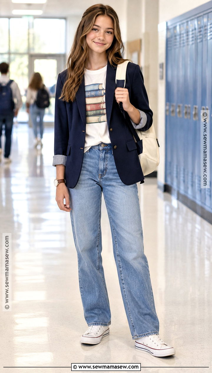 Blazer And Graphic T Shirt Middle School Preppy Outfit - 15 back to school outfits middle school preppy