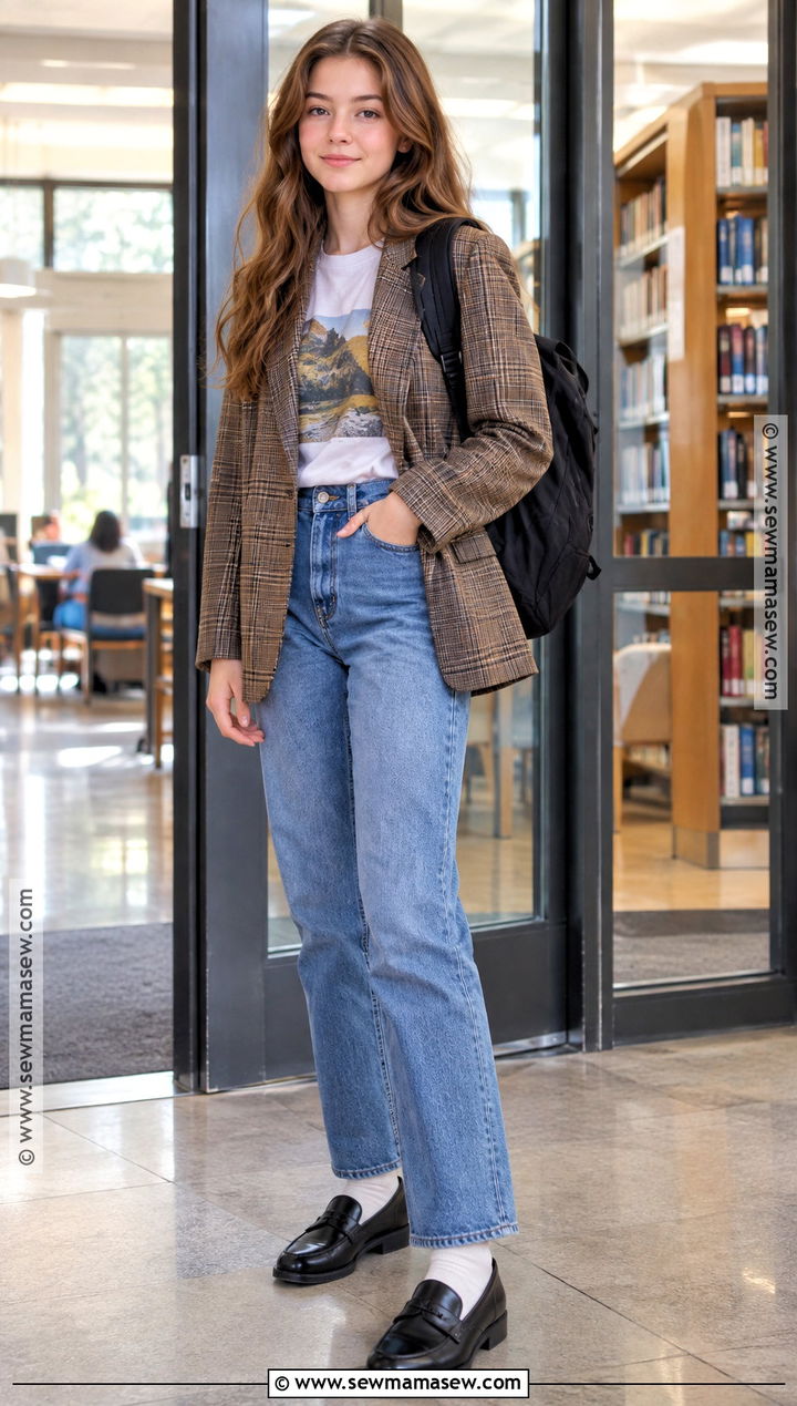 Blazer And Graphic Tee Outfit - 25 back to school outfits for teens