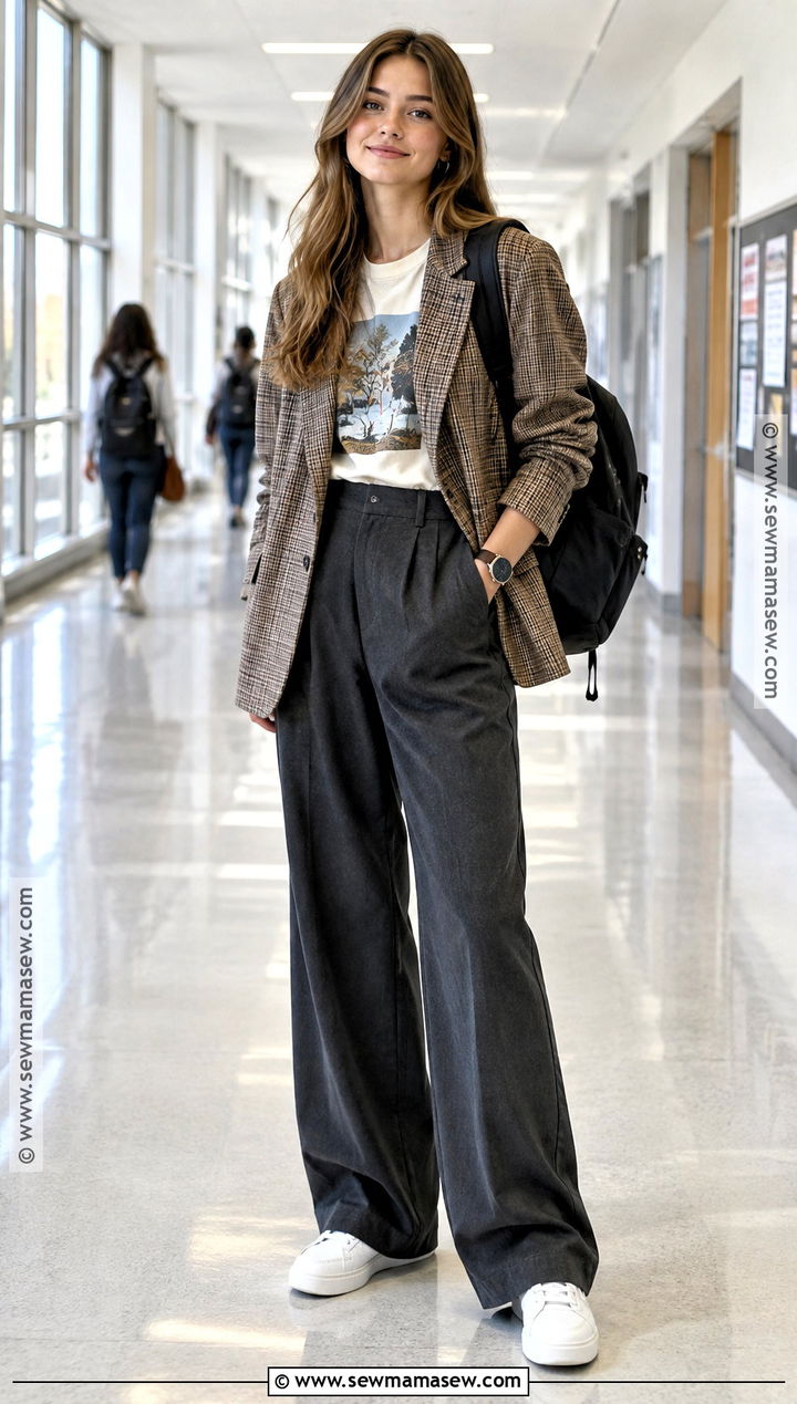 Blazer And Graphic Tee School Outfit - 15 fall clothes for school
