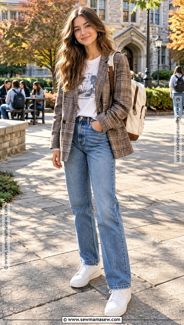 Blazer And Graphic Tee School Outfit - 25 fall fits for school