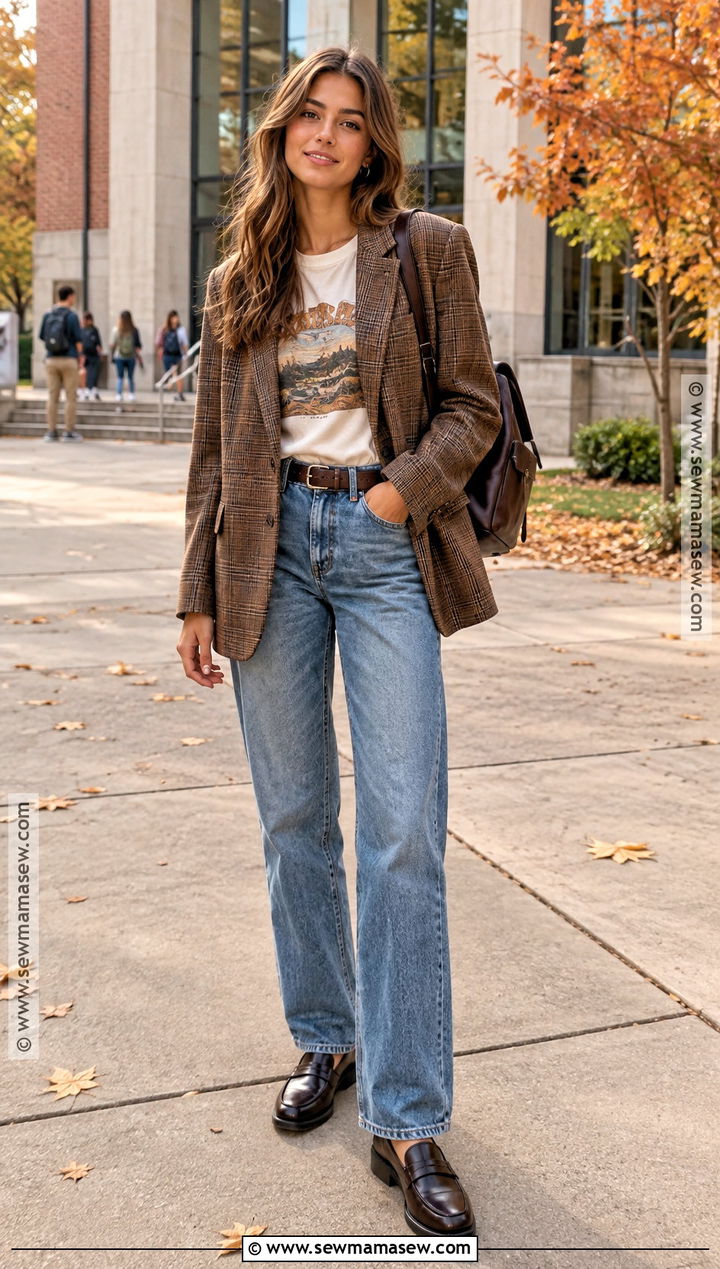Blazer And Graphic Tee School Outfit - 15 Back To School Outfits Fall 2026
