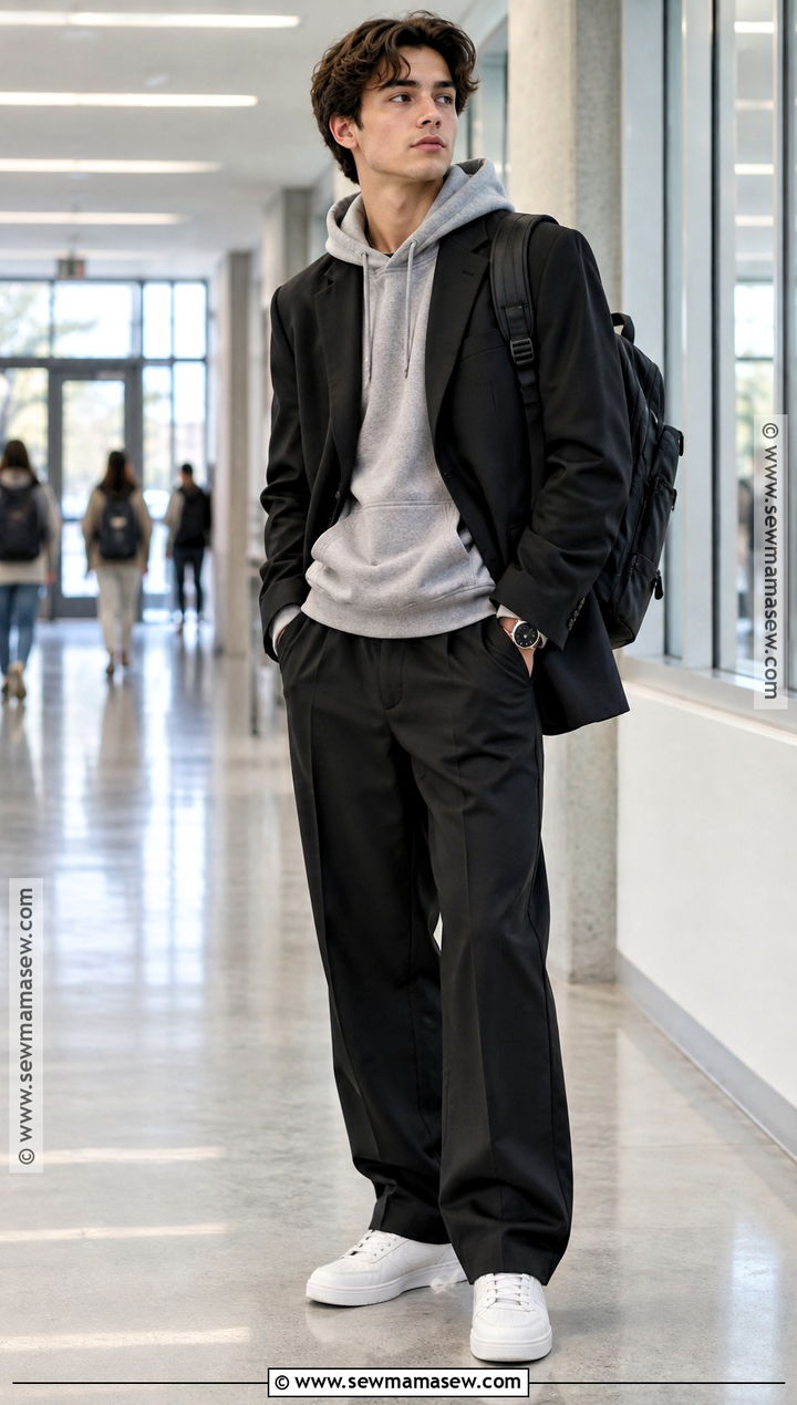 Blazer And Hoodie Streetwear Outfit - 20 back to school outfits streetwear