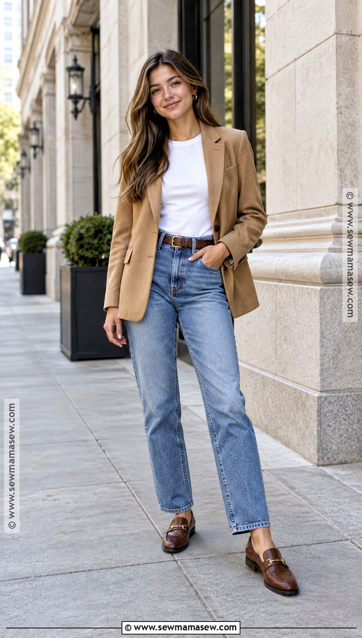 Blazer And Jeans Fall Senior Picture Outfit - 20 Fall Senior Picture Ideas Outfits