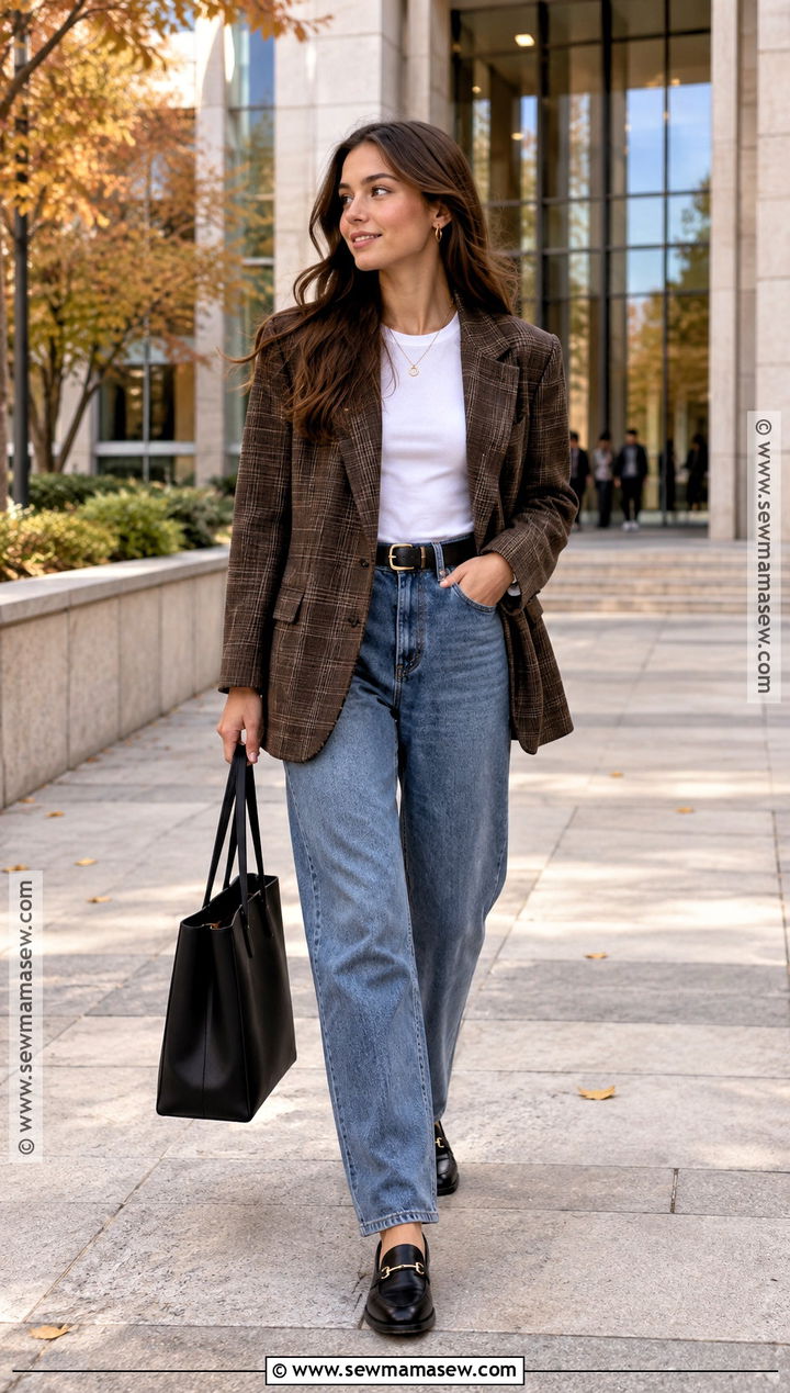 Blazer And Loose Jeans College Outfit - 20 Autumn Outfits For College