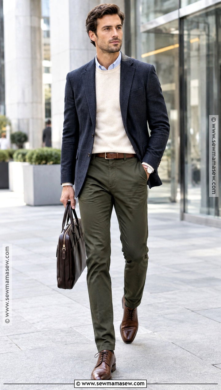 Blazer And Merino Sweater Outfit - 15 fall male fashion ideas