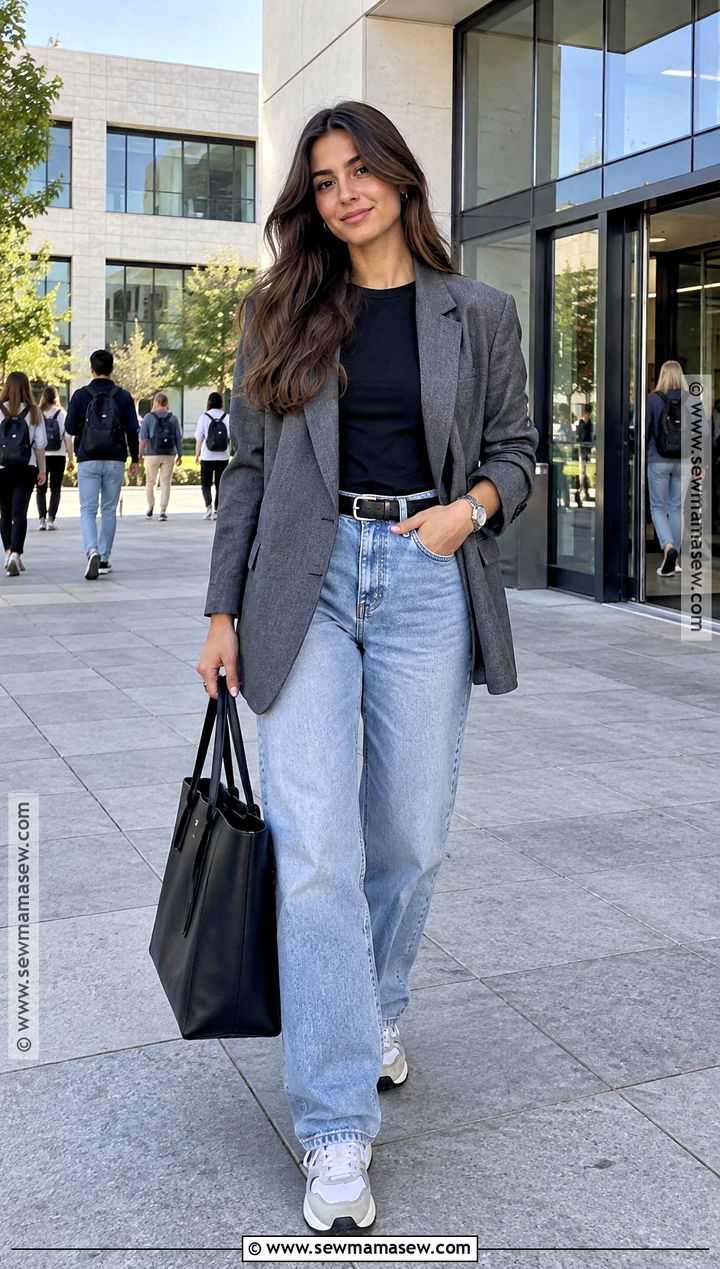 Blazer And Relaxed Jeans Baddie Outfit - 20 baddie back to school outfits