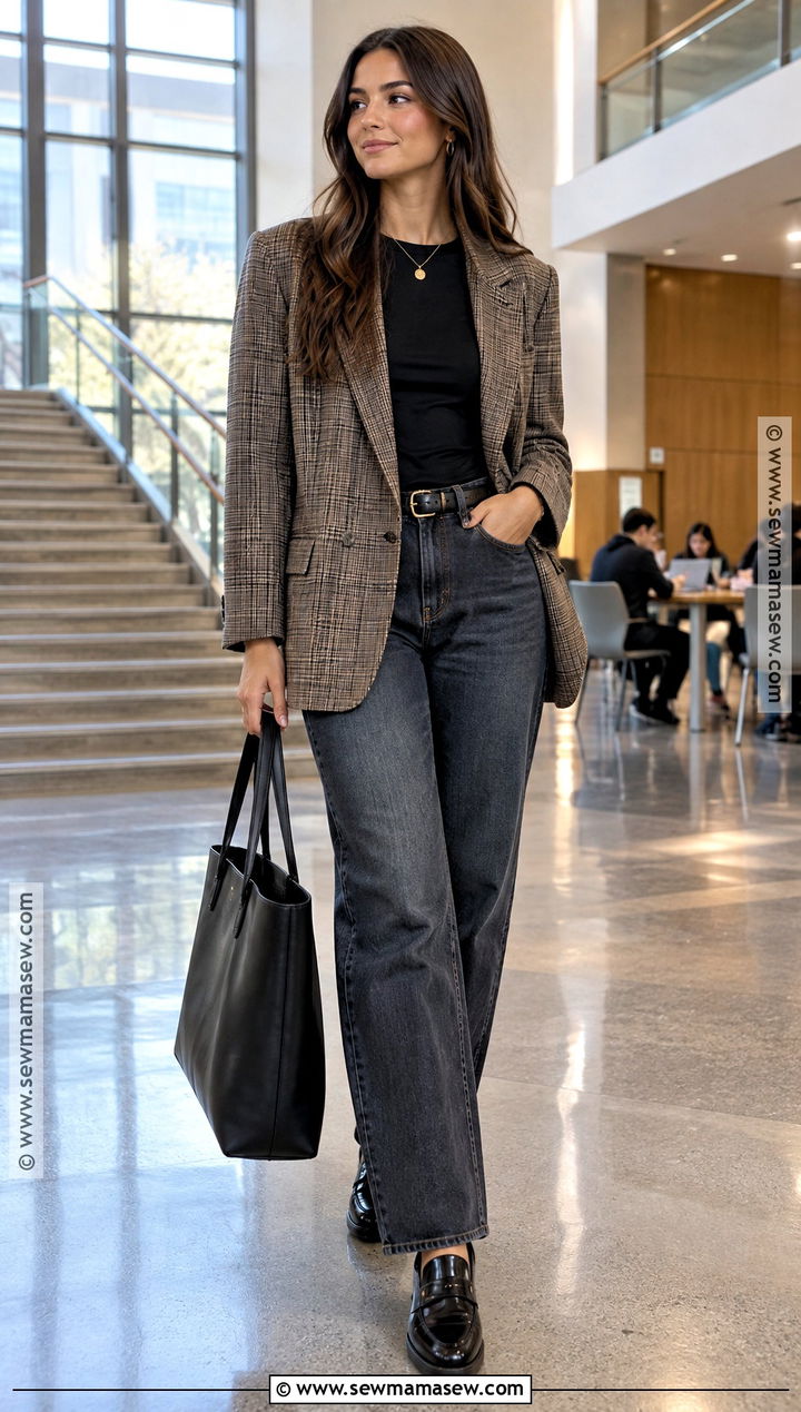 Blazer And Relaxed Jeans Fall College Outfit - 15 fall outfits 2026 college