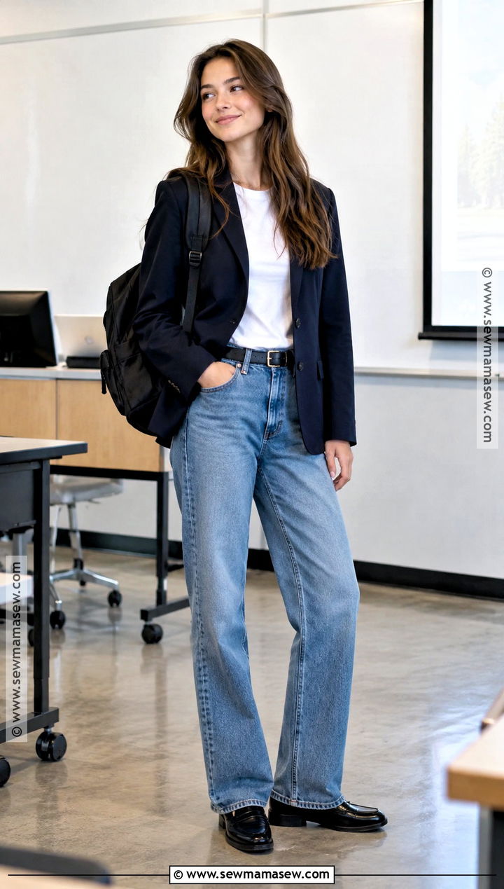 Blazer And Relaxed Jeans High School Outfit - 15 Highschool Back To School Outfits