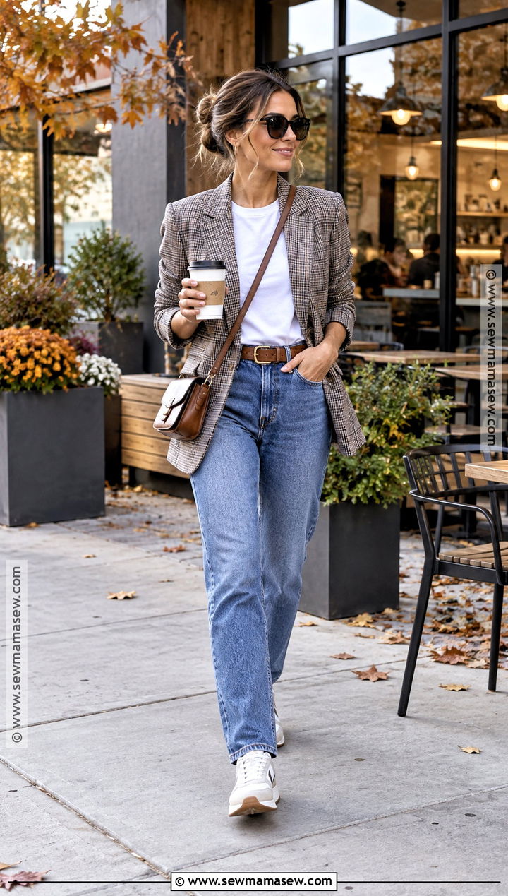 Blazer And Relaxed Jeans Outfit - 15 Cool Mom Outfits Fall 2026