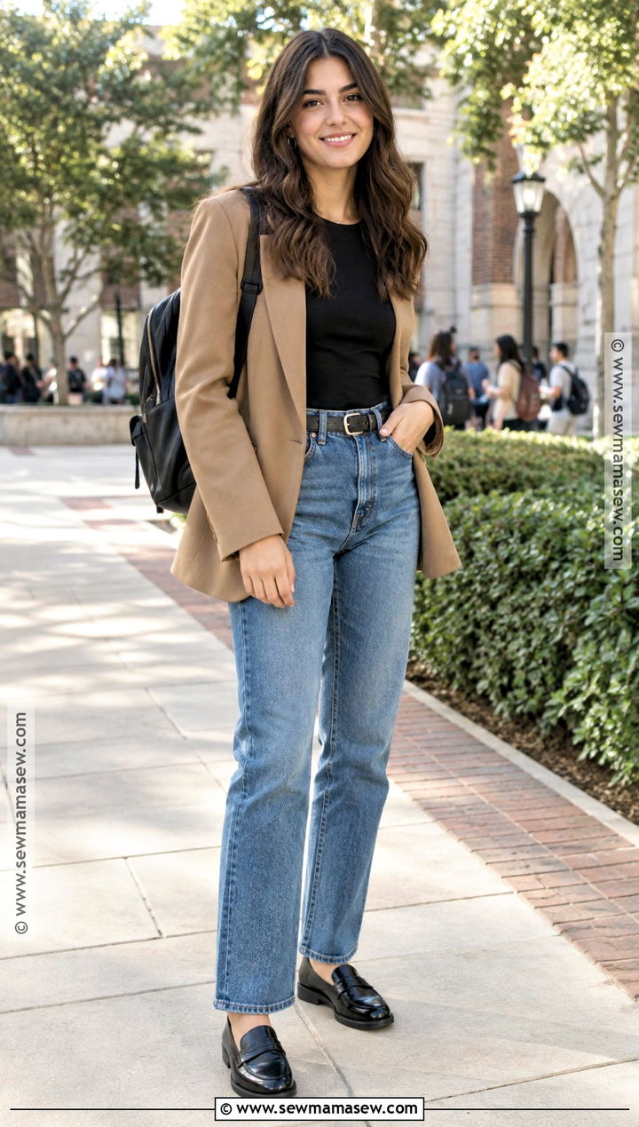 Blazer And Relaxed Jeans School Outfit - 15 Back-To-School Fashion Inspiration Ideas