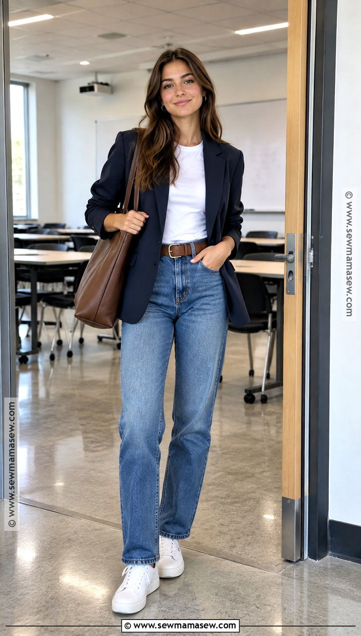 Blazer And Relaxed Jeans School Outfit - 20 Fits For Back To School