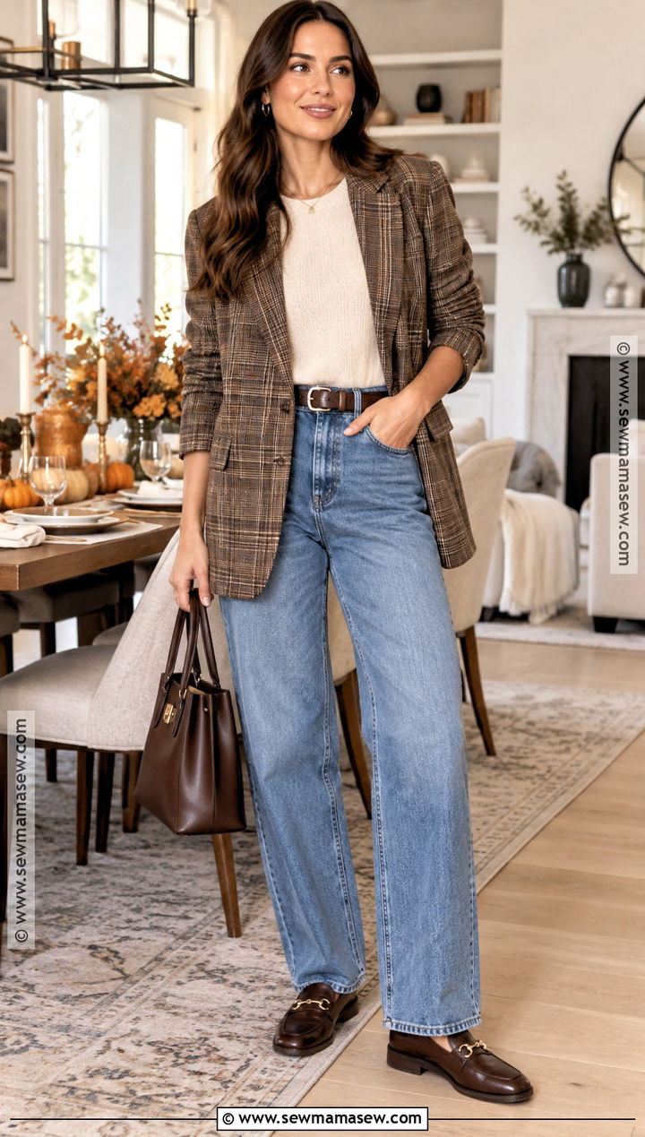 Blazer And Relaxed Jeans Thanksgiving Outfit - 25 casual thanksgiving outfits