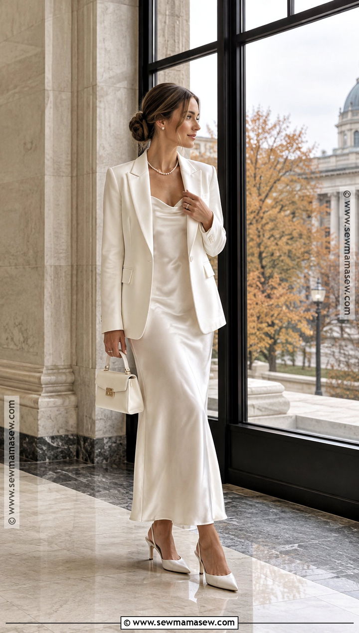 Blazer And Slip Fall Courthouse Wedding Dress - 20 fall courthouse wedding dress ideas