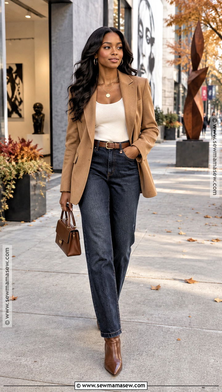 Blazer And Straight Leg Jeans Fall Date Night Outfit - 15 fall date night outfit black women casual ideas