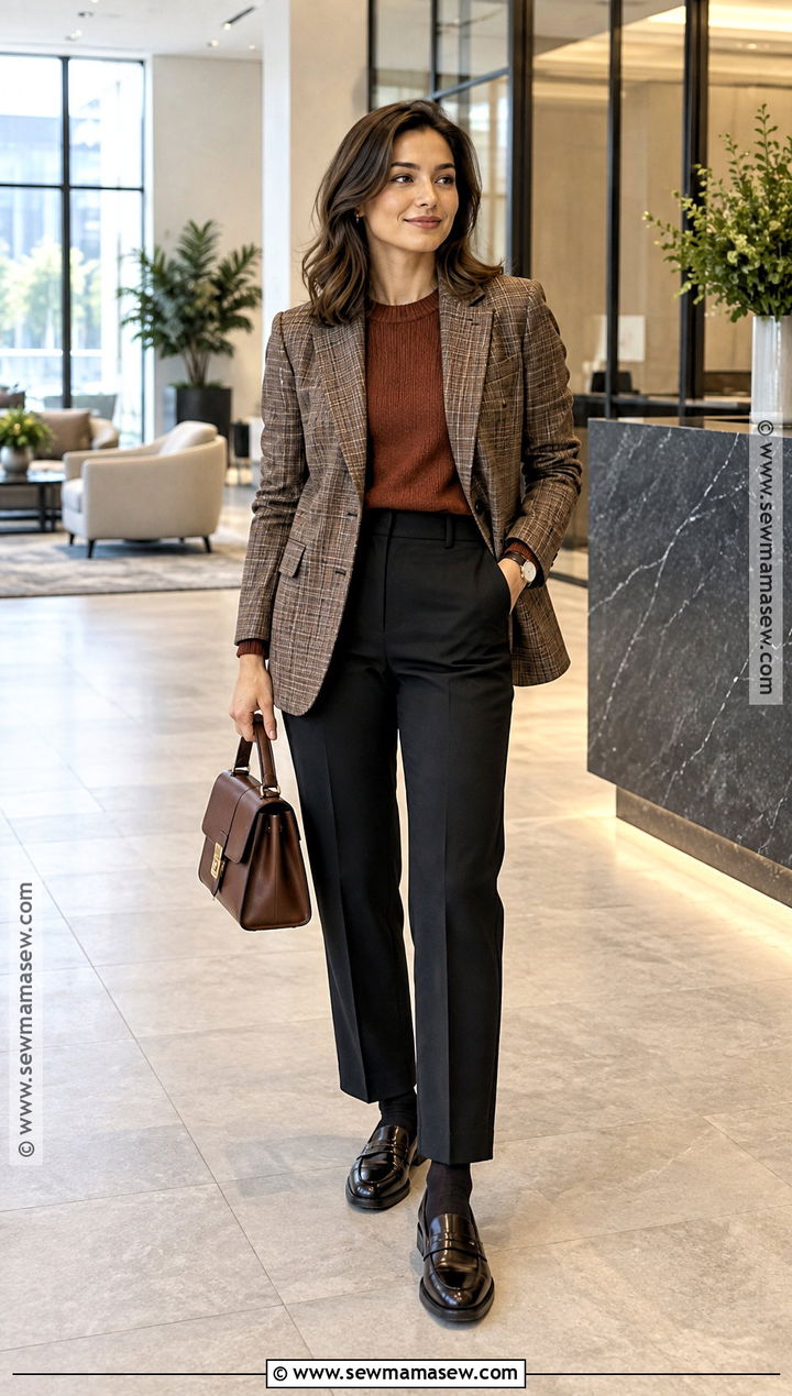 Blazer And Straight Leg Pants Fall Work Outfit - 15 warm fall work outfits for women