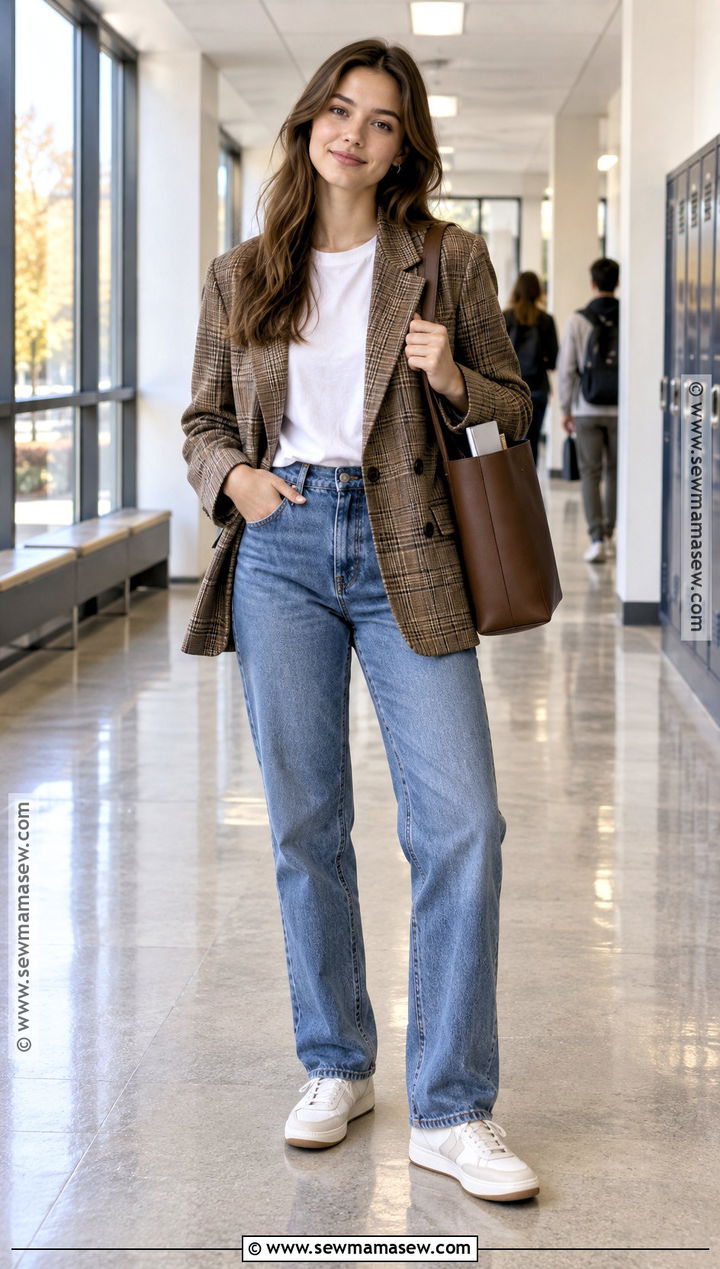 Blazer And T Shirt Fall School Outfit - 30 fall outfits for school