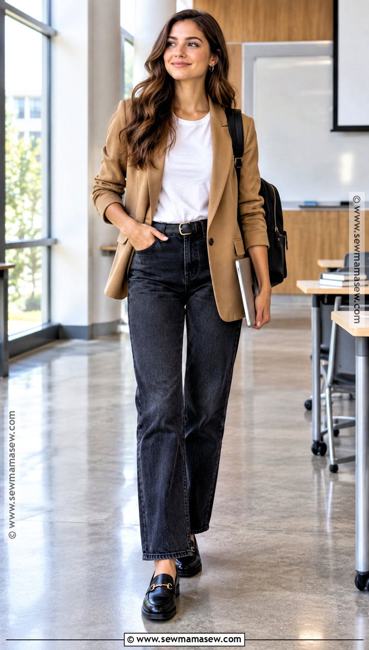 Blazer And T Shirt Outfit - 15 Back To School Wardrobe Essentials