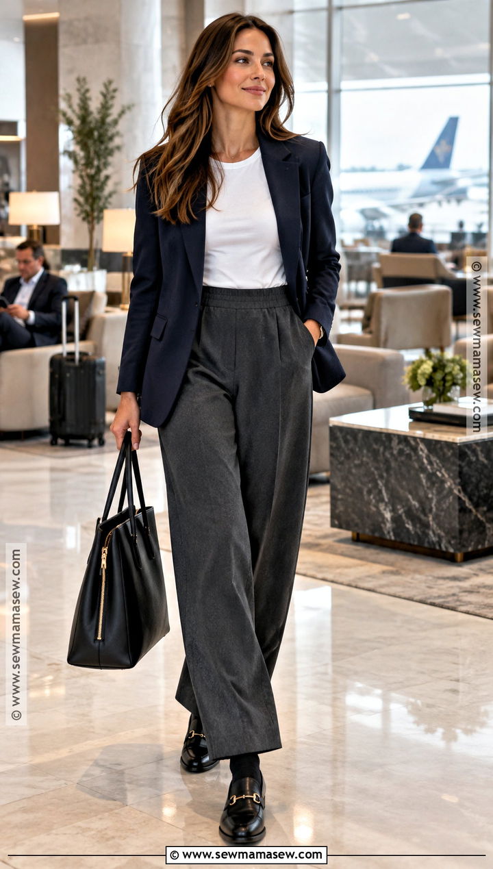Blazer And Trousers Fall Travel Outfit - 15 Fall Travel Outfit Inspiration Ideas
