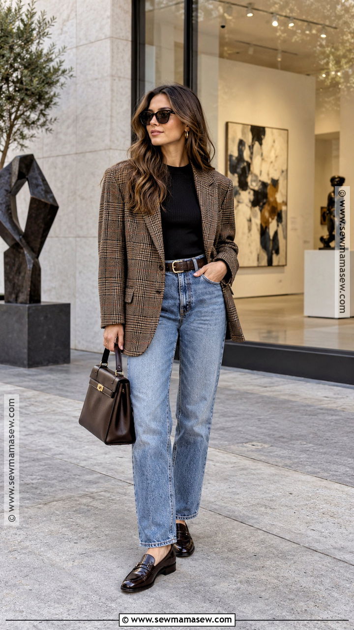 Blazer And Vintage Jeans Date Night Outfit - 20 casual fall date night outfit ideas