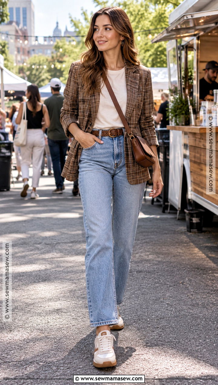 Blazer And Vintage Jeans Fall Festival Outfit - 25 fall festival outfits