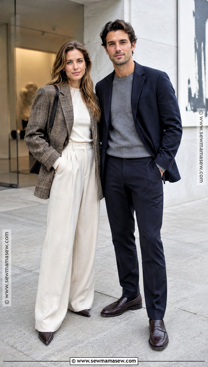Blazer And Wide Leg Pants Fall Couple Outfit - 20 fall pictures for couples outfits