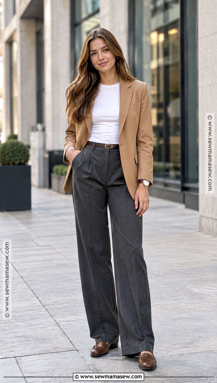 Blazer And Wide Leg Pants Senior Pic Outfit - 15 senior pic fall outfits