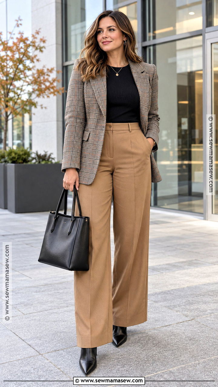 Blazer And Wide Leg Trousers Autumn Outfit - 20 layered autumn outfits