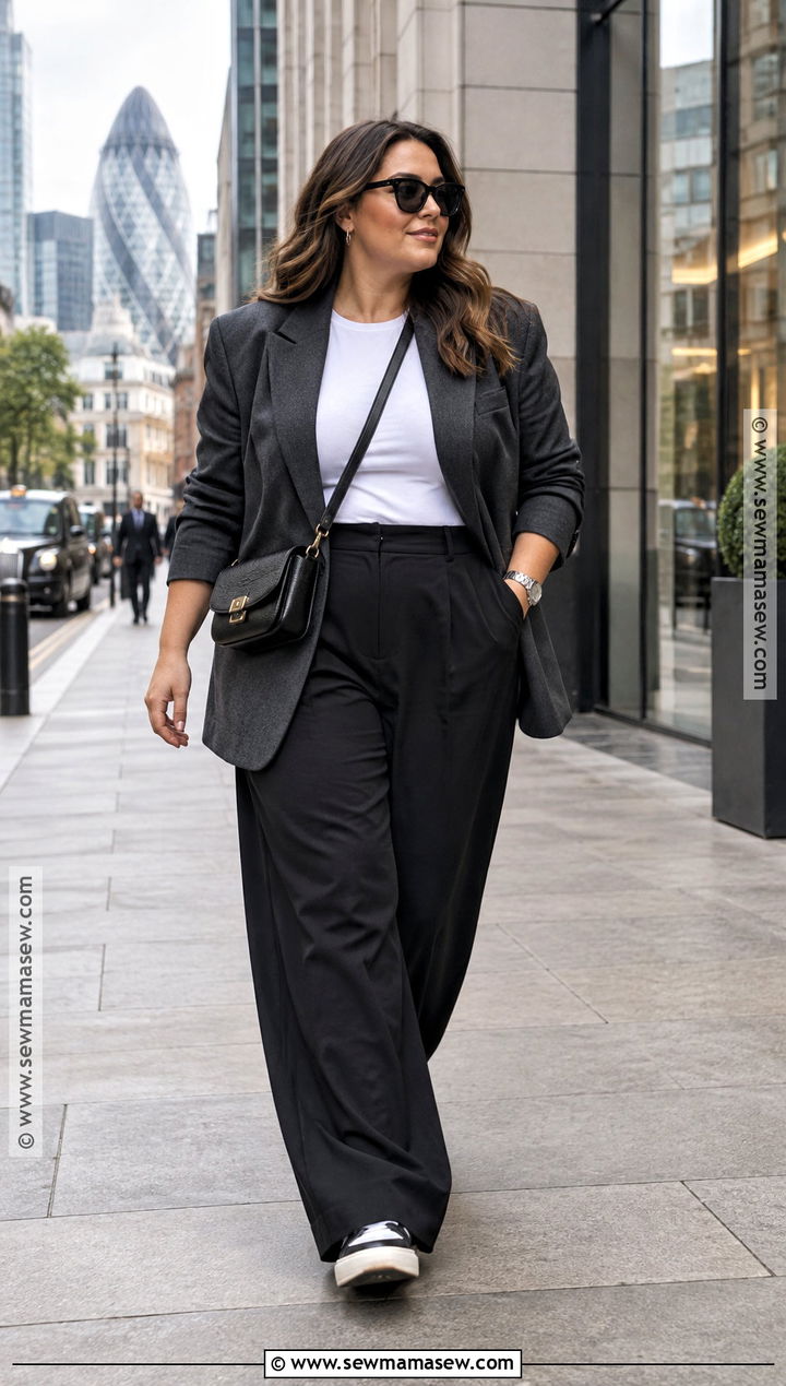Blazer And Wide Leg Trousers London Outfit - 20 London In October Outfits for Women