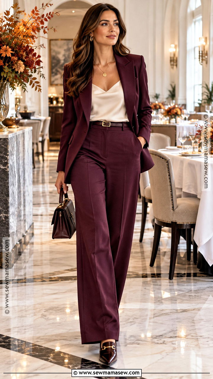 Blazer And Wide Leg Trousers Thanksgiving Outfit - 20 elegant thanksgiving outfit ideas