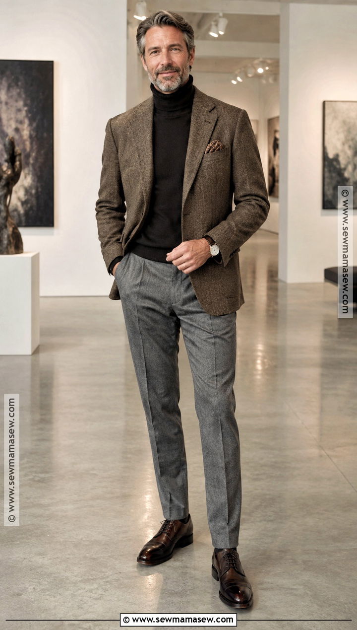 Blazer Fall Outfit With Turtleneck And Trousers - 15 Fall Looks for Men