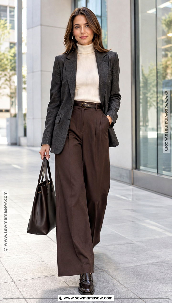 Blazer Fall Outfit With Turtleneck - 20 fall outfits layering