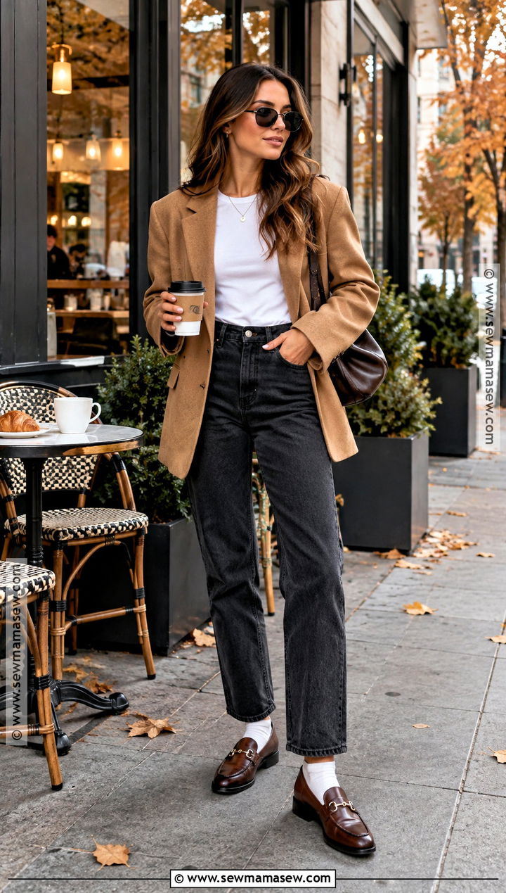 Blazer Jeans And Loafers Fall Brunch Outfit - 15 City Brunch Outfit Fall Ideas