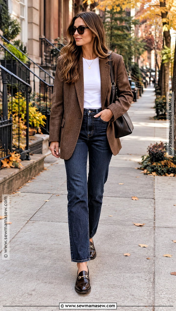 Blazer Jeans And Loafers Fall Outfit - 25 cool fall outfits
