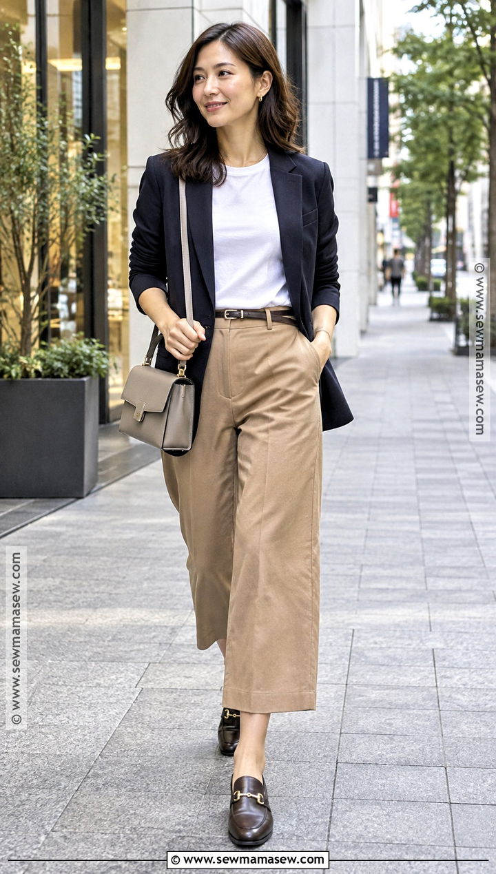 Blazer T Shirt And Culottes Japan Autumn Outfit - 20 japan travel outfit autumn ideas