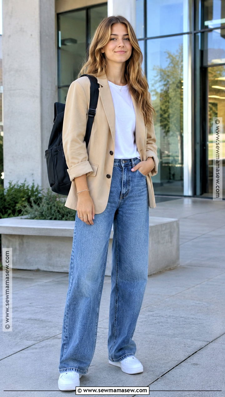 Blazer T Shirt And Jeans School Outfit - 20 School Outfits September